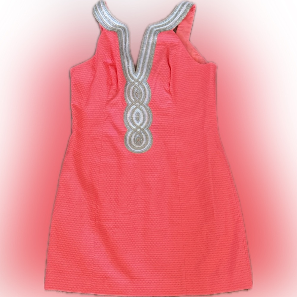Lilly Pulitzer Elegant Coral Dress with‎ Embellished Neckline, NWTs size 8 - Picture 6 of 8
